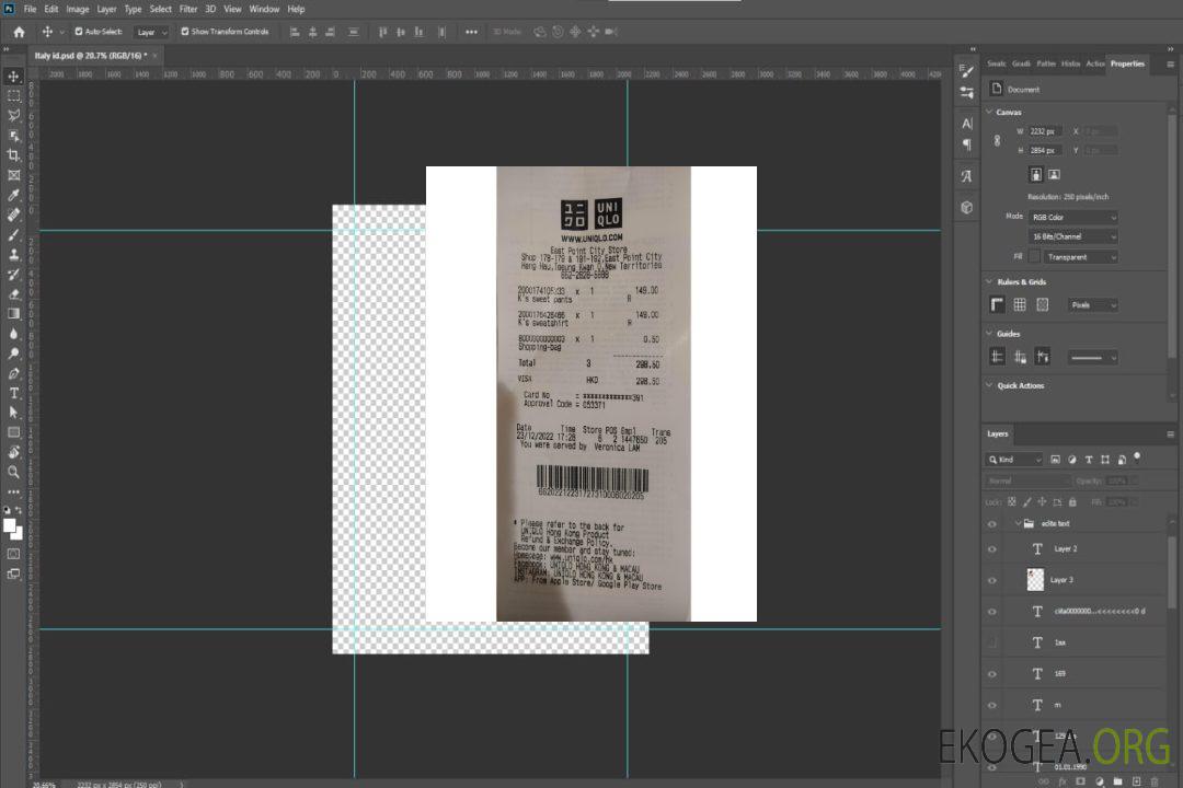 Reçu de paiement de la société Japan Uniqlo template